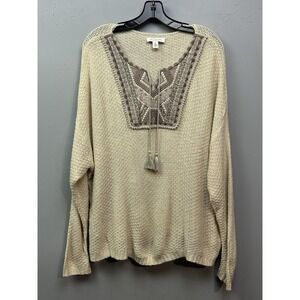 Vintage X America Sweater Womens XL Sydney Embroidered Boho Tassel Pullover